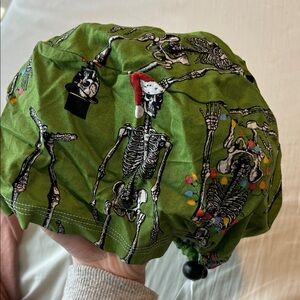Green Skeleton Print scrub Cap
